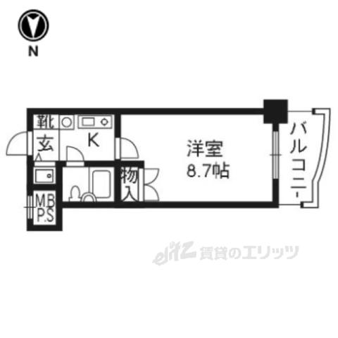 アクシルコート京都二条ウエスト(1K/9階)の間取り写真