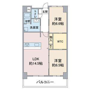 HILL PALACE IKAI(2LDK/6階)の間取り写真