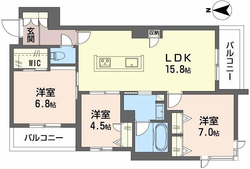 シャーメゾンウィステリアカーサ(3LDK/2階)の間取り写真