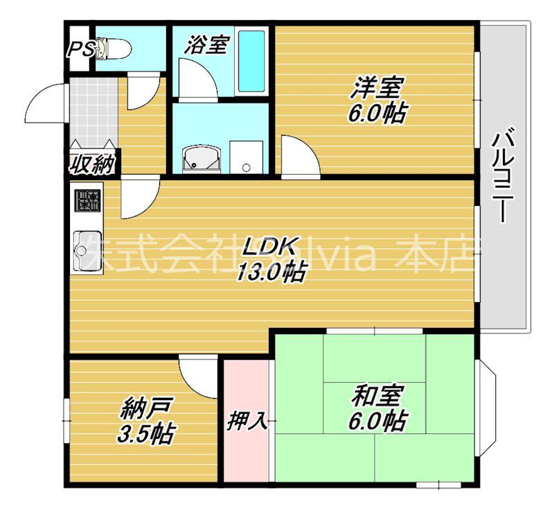 ラポール百舌鳥(2SLDK/1階)の間取り写真