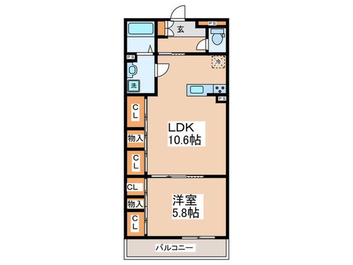 リブリ・I RAY(1LDK/1階)の間取り写真