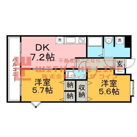 ヴィラ壱番館(2DK/1階)の間取り写真