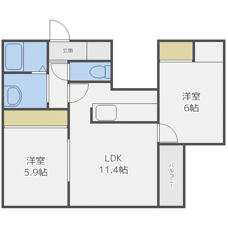 バーニーズメルシー(2LDK/2階)の間取り写真