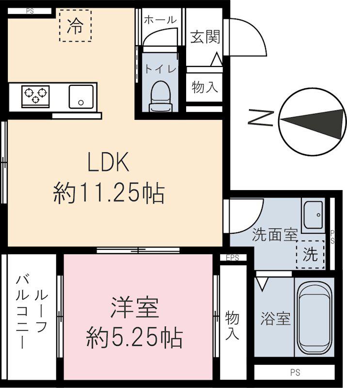 HIKARI(1LDK/3階)の間取り写真