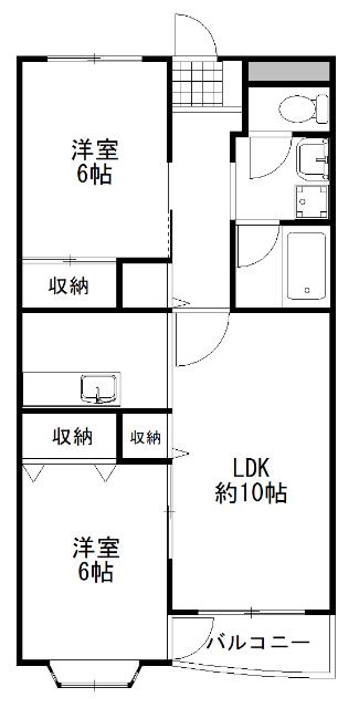 シンフォニー(2LDK/2階)の間取り写真