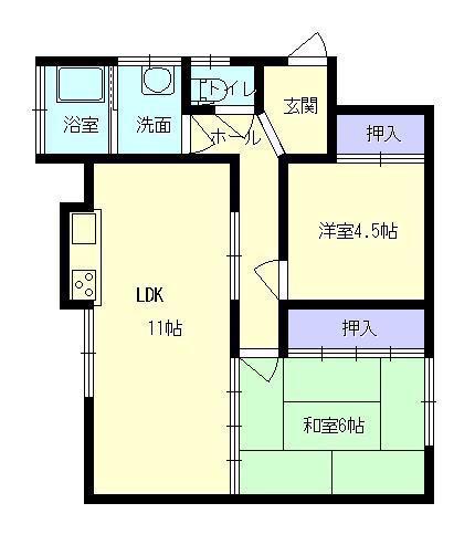 柴田アパート南棟(2LDK/1階)の間取り写真