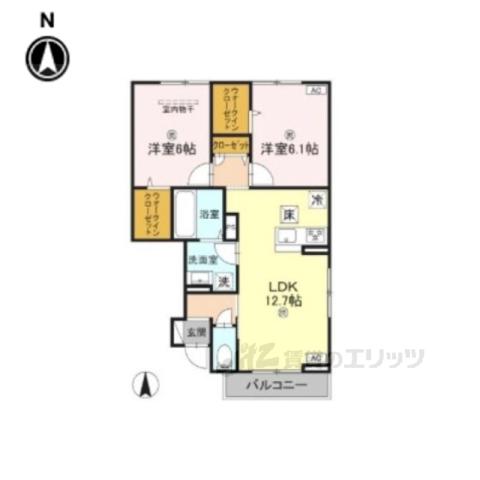 サニーヒロ2(2LDK/1階)の間取り写真