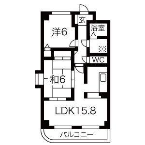 プリミエール大留(2LDK/2階)の間取り写真