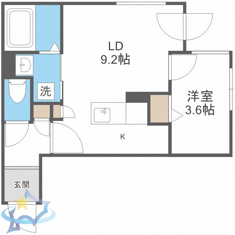 アルファスクエア西28(1LDK/4階)の間取り写真