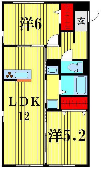 アンリシール・レイク(2LDK/2階)の間取り写真