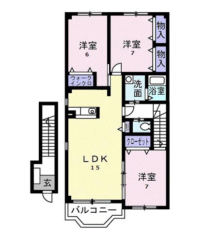 ユニヴェール(3LDK/2階)の間取り写真