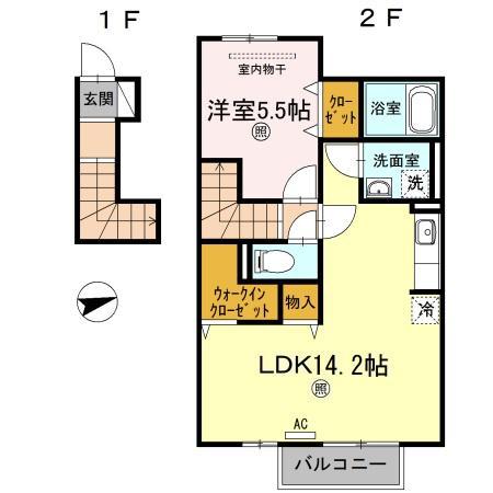 サンクチュアリ(1LDK/2階)の間取り写真