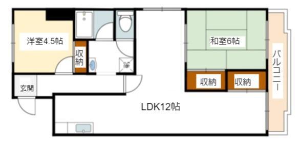 開成サンハイツ玉出(2LDK/5階)の間取り写真