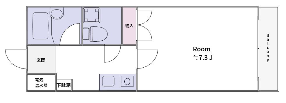 要マンション(1K/4階)の間取り写真