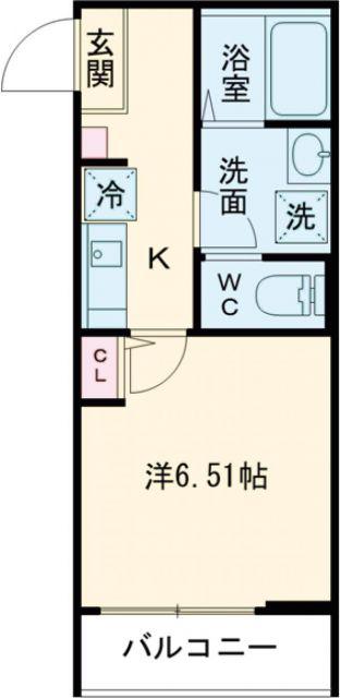 GRADUS福生II(1K/1階)の間取り写真