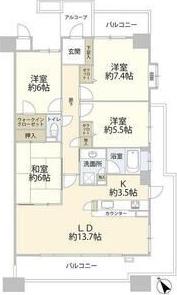 ファミール港陽ベイレジデンス(4LDK/15階)の間取り写真