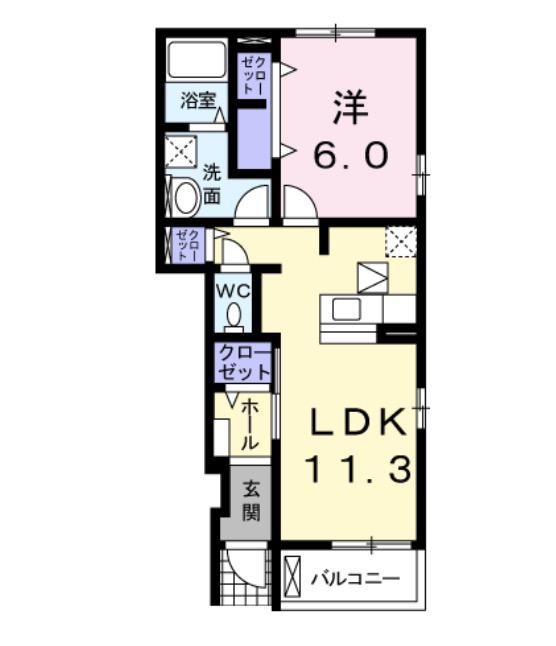 レクエルド小倉寺VI(1LDK/1階)の間取り写真