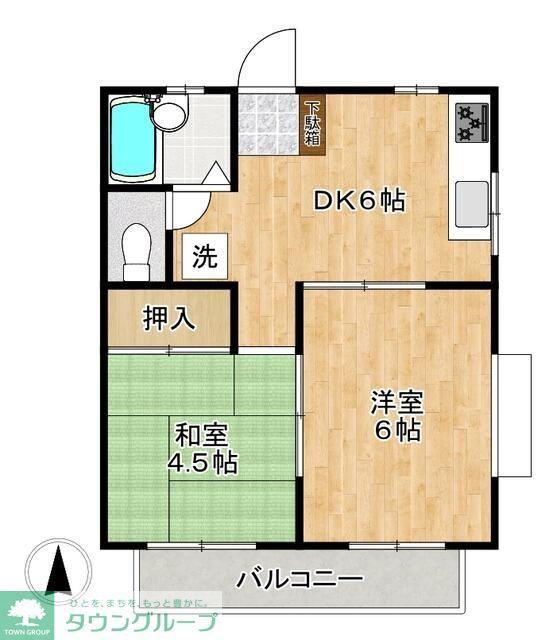 ドムスクラーラ(2DK/2階)の間取り写真