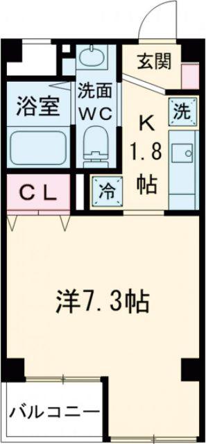 プリマヴェーラ今津(1K/3階)の間取り写真