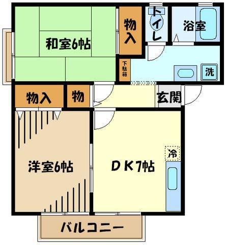 ストーク(2DK/1階)の間取り写真