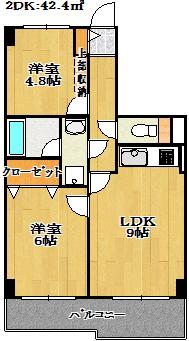イーエックスレジデンス船橋(2LDK/3階)の間取り写真