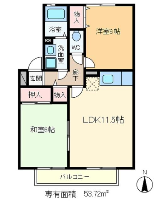 ラフィーネ(2LDK/2階)の間取り写真
