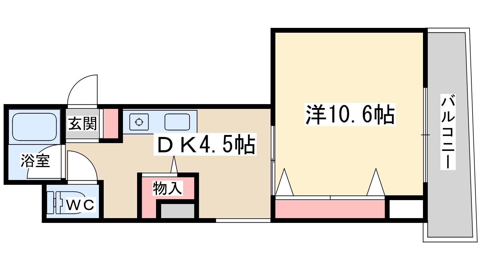 フェスタ天神橋(1DK/4階)の間取り写真