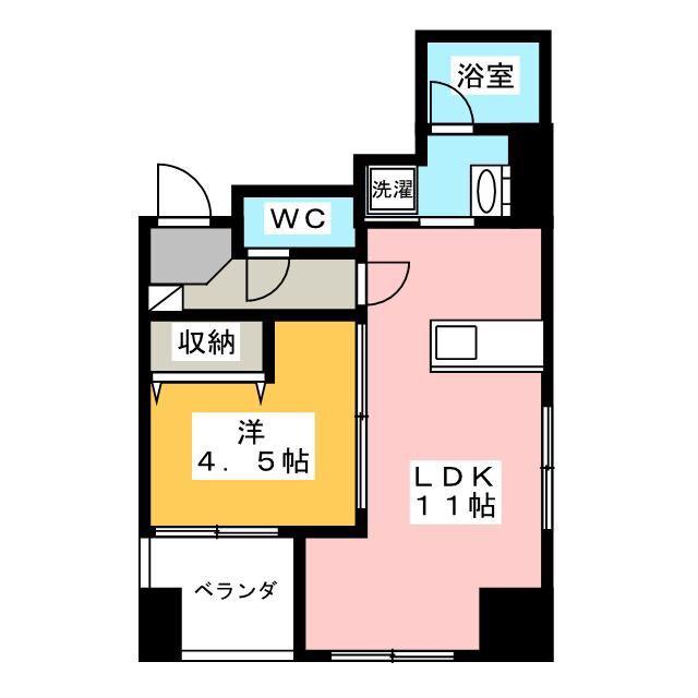 海正ビル(1LDK/6階)の間取り写真