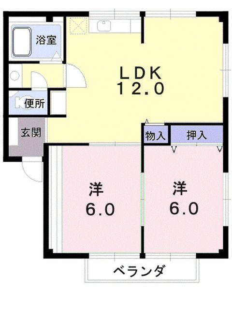 サンハイツ3番館(2LDK/1階)の間取り写真