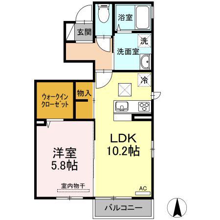 フェリーシア光(1LDK/1階)の間取り写真