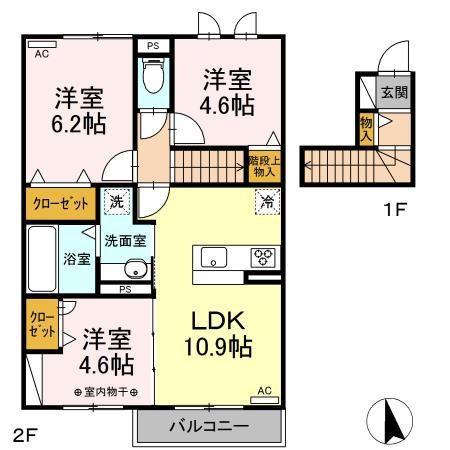 COSMO GRANTW(3LDK/2階)の間取り写真