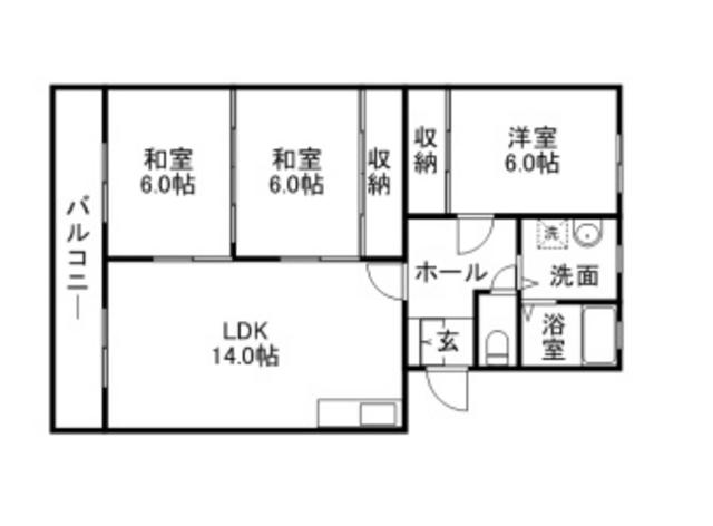 ハイツ宮の前(3LDK/2階)の間取り写真