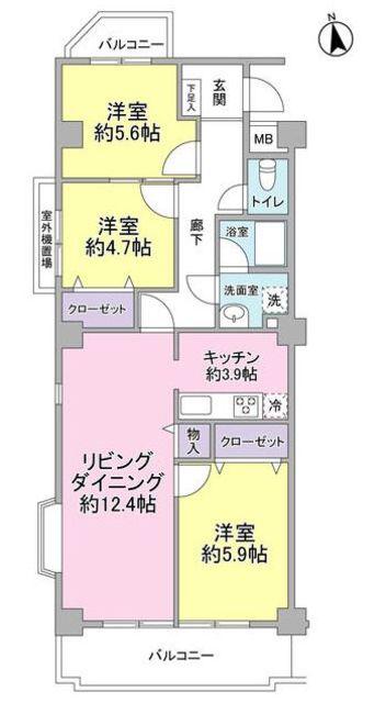 テラス鷺宮(3LDK/5階)の間取り写真