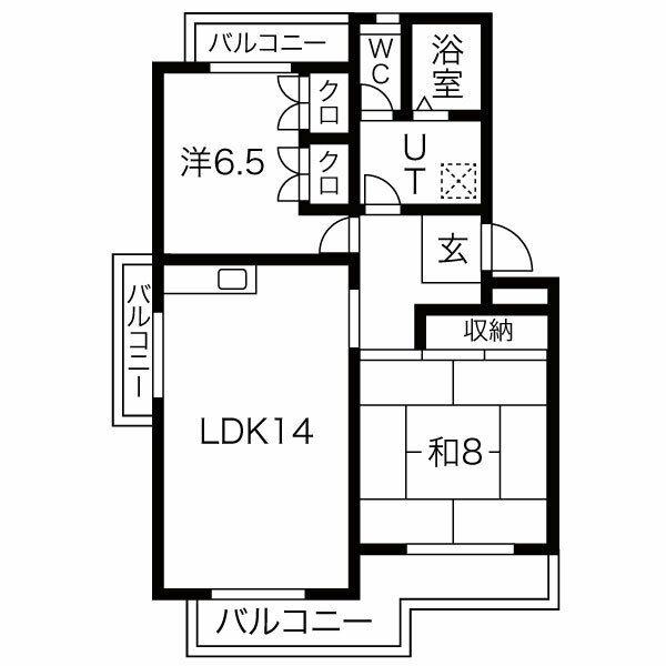 ヒルズ赤池(2LDK/5階)の間取り写真