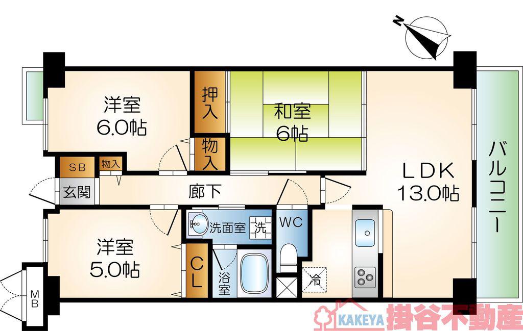 サワン東太田(3LDK/4階)の間取り写真