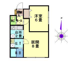 リバティ1212(1LDK/2階)の間取り写真