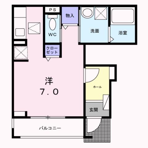 CREST 倭(1K/1階)の間取り写真