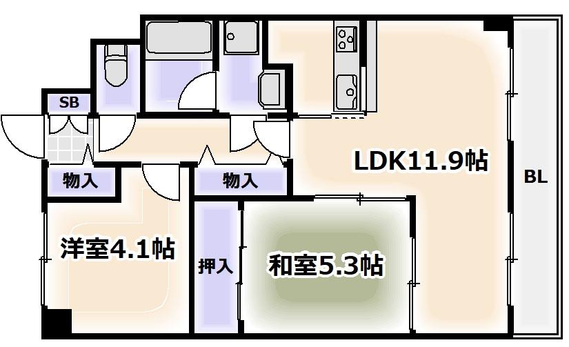 セザール美章園(2LDK/2階)の間取り写真