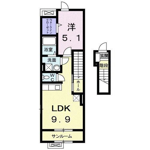 ケルンII(1LDK/2階)の間取り写真