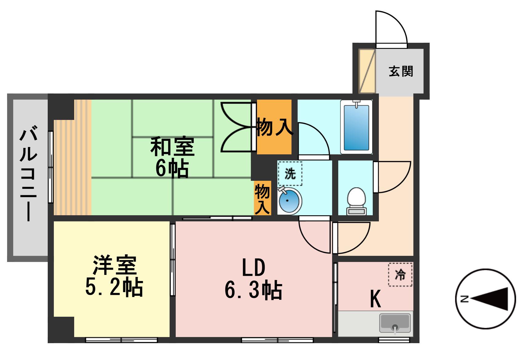 パレッジ新小岩(2DK/2階)の間取り写真
