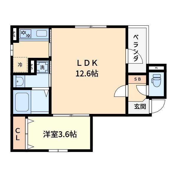 アバンテ向島(1LDK/3階)の間取り写真