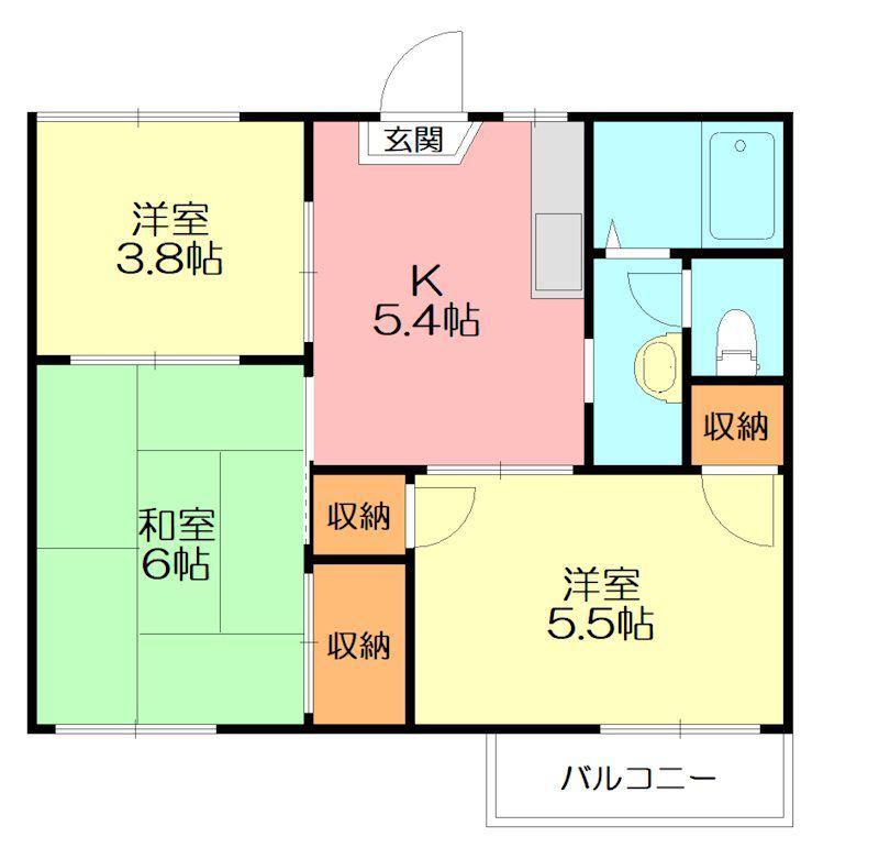 ハイツシャルム(3K/2階)の間取り写真