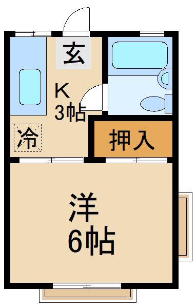 ファミールK(1K/2階)の間取り写真