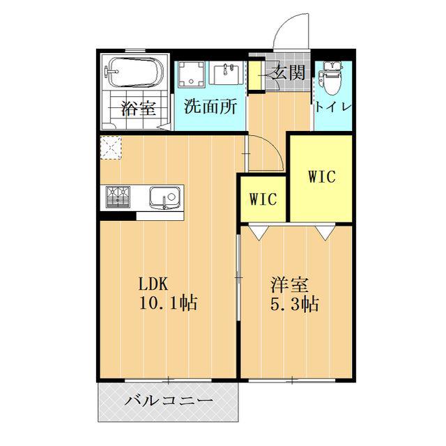 FERRIS健軍(1LDK/2階)の間取り写真
