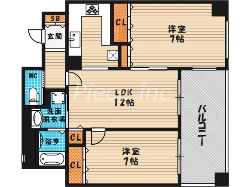 リーガル 梅田Ⅱ(2LDK/10階)の間取り写真