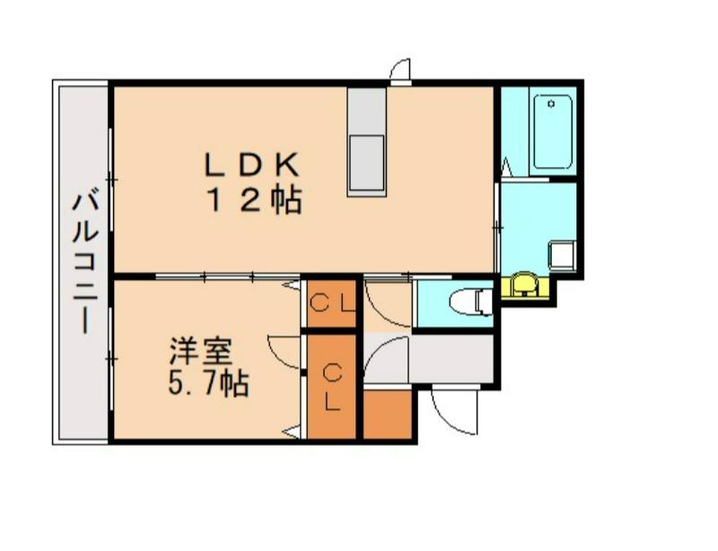 シャーメゾン境川(1LDK/1階)の間取り写真