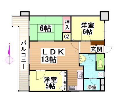 アブニール佐賀駅前壱番館(3LDK/12階)の間取り写真