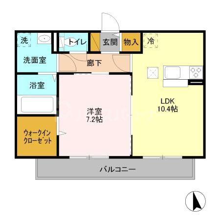 ラフォンテ(1LDK/1階)の間取り写真