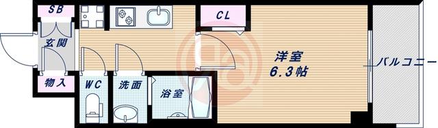 プレサンス谷町九丁目ディセオ(1K/12階)の間取り写真