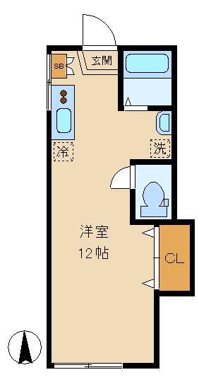 コーポジュン(ワンルーム/2階)の間取り写真